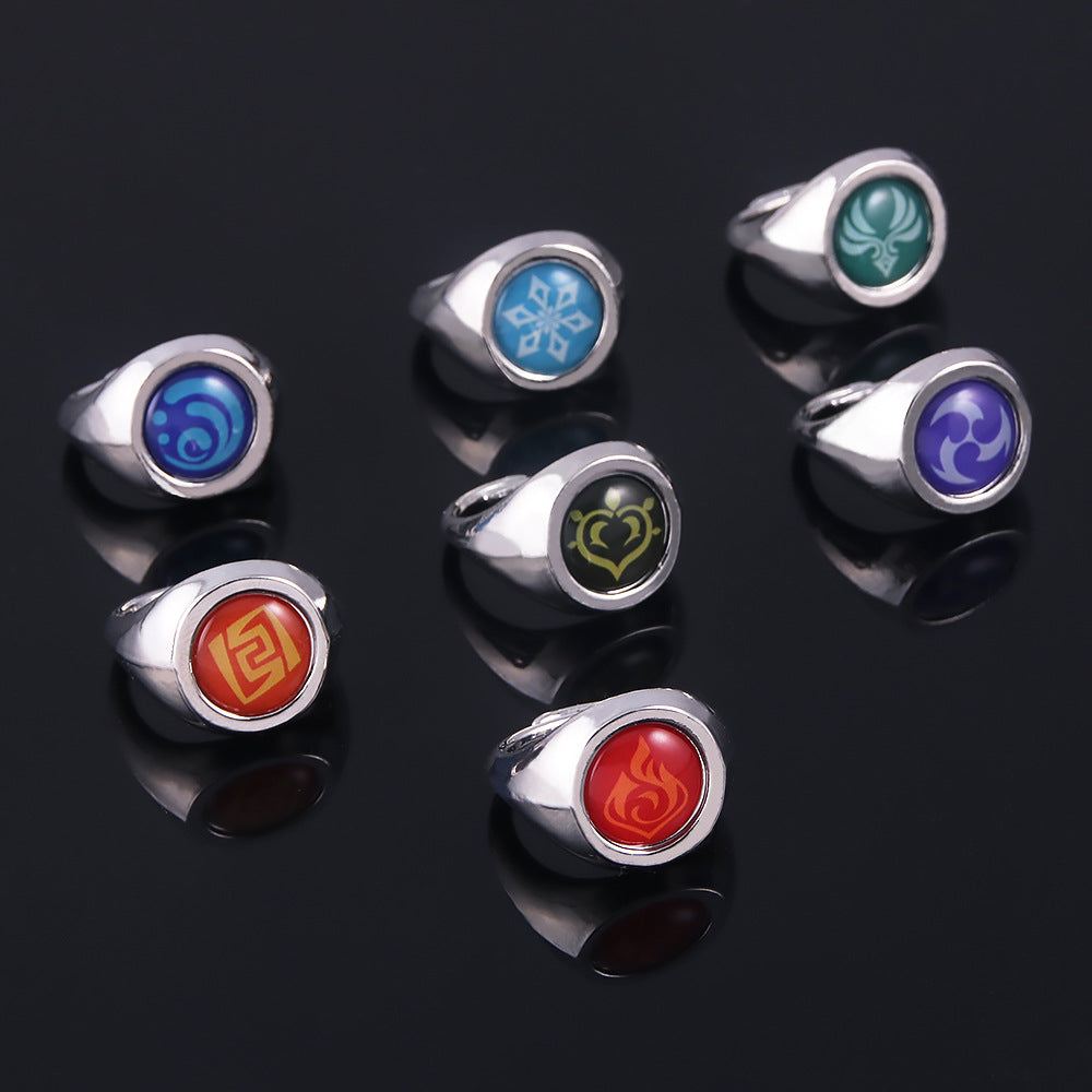 Women's & Men's Glass Moon Thunder Ice Water Fire Rings