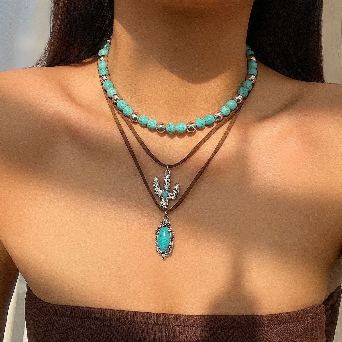 Cow Head Clavicle Chain Beaded Suit Necklaces