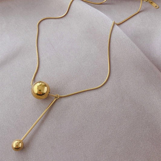 Gold Ball Titanium Steel Light Luxury Necklaces