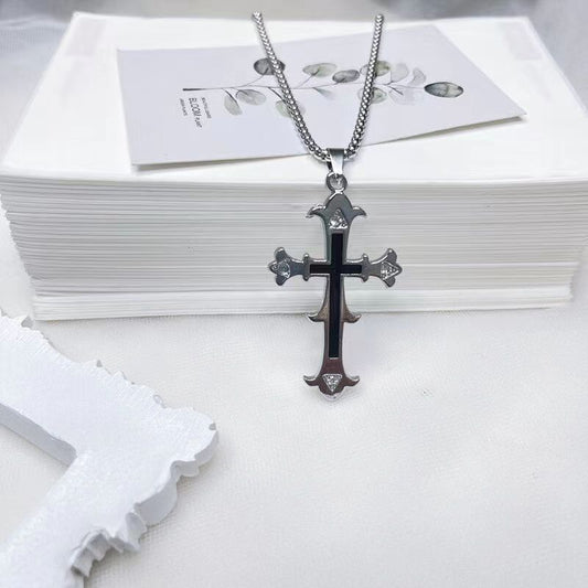 Men's Diamond Cross Neck Accessories Simple Retro Necklaces