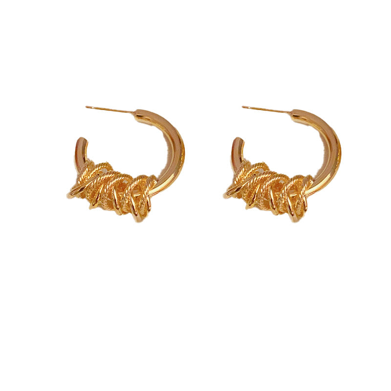 Temperament Metal Cold Style Round Design Earrings