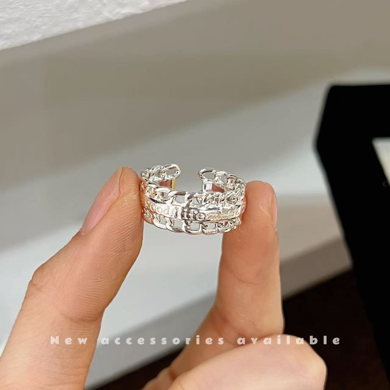 Design Zircon Pearl Geometric Fashion Oval Opal Opening Ring