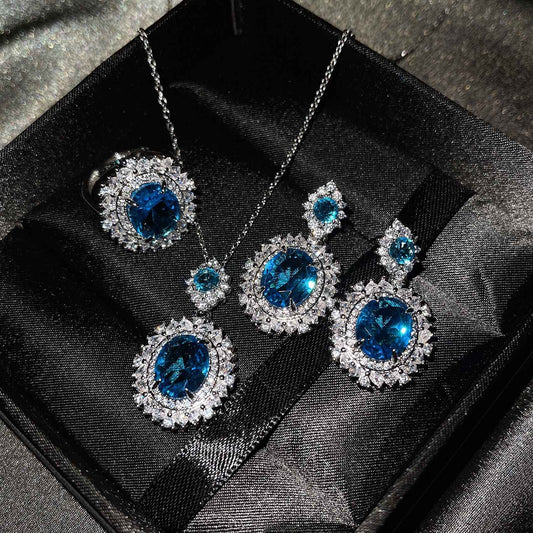 Luxury Colored Gems Inlaid Navy Blue Rings