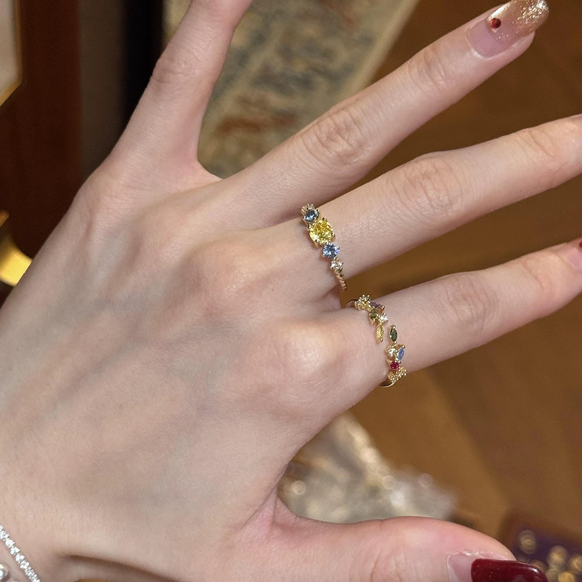 Female Style Unique Niche Design Twin Ring