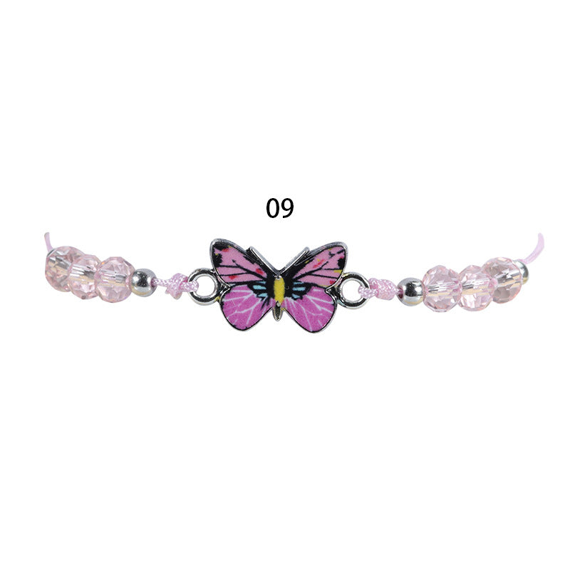 Crystal String Beads Butterfly Summer Woven Bracelets