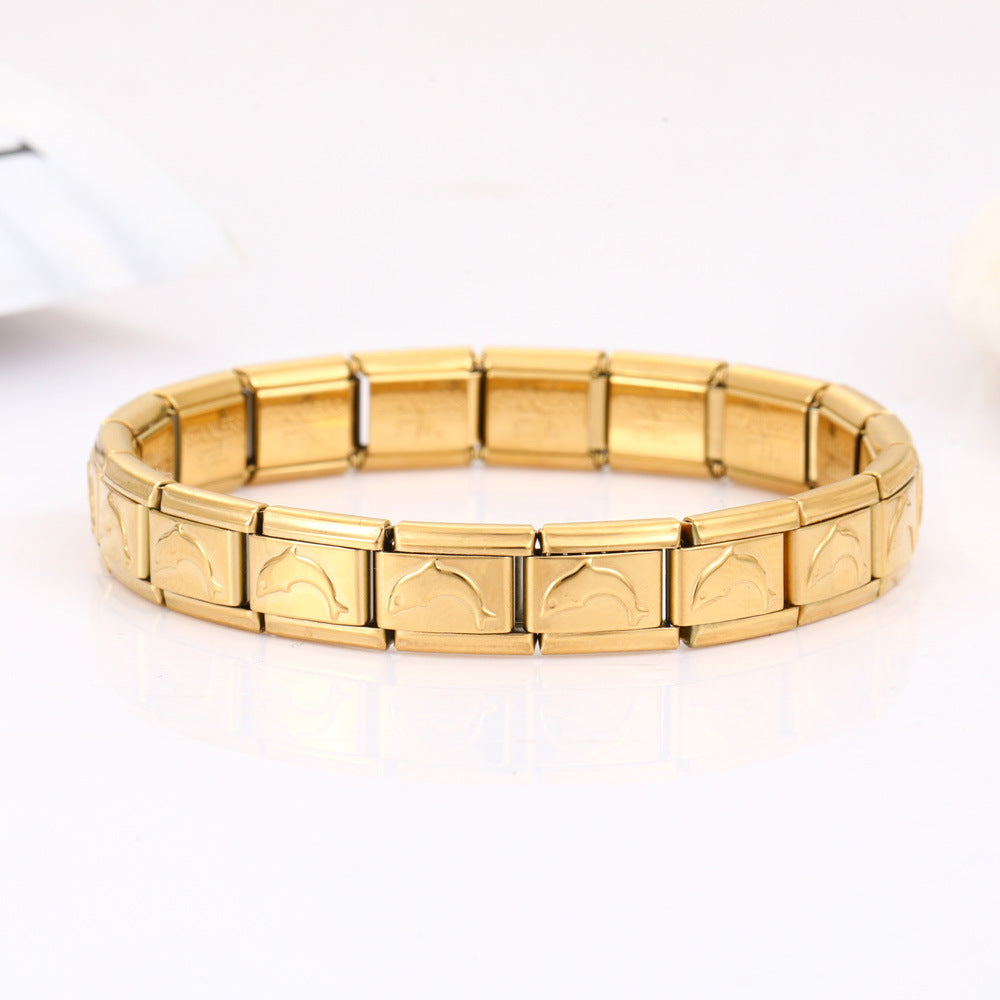 Stainless Steel Module Gold-plated Smiley Dolphin Bracelets