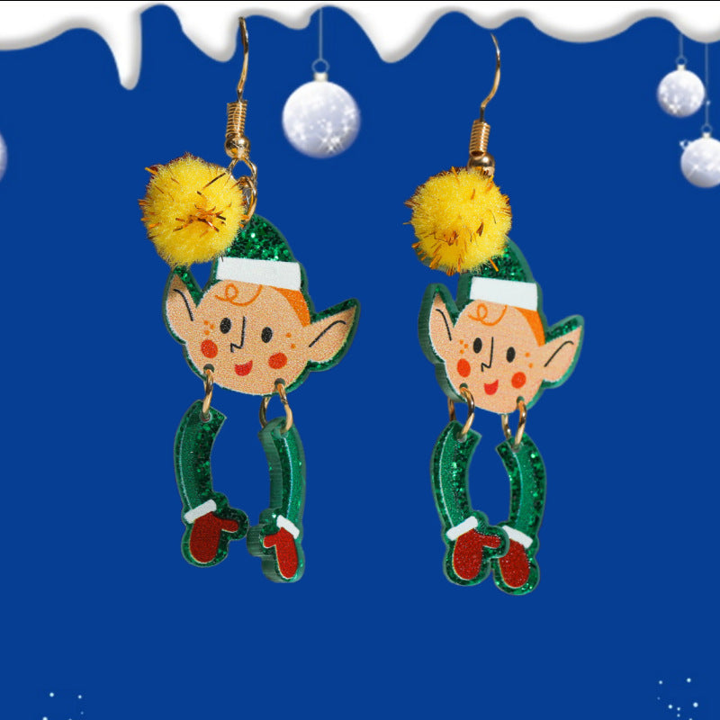 Women's Christmas Theme Cartoon Cute Creative Santa Clown Earrings