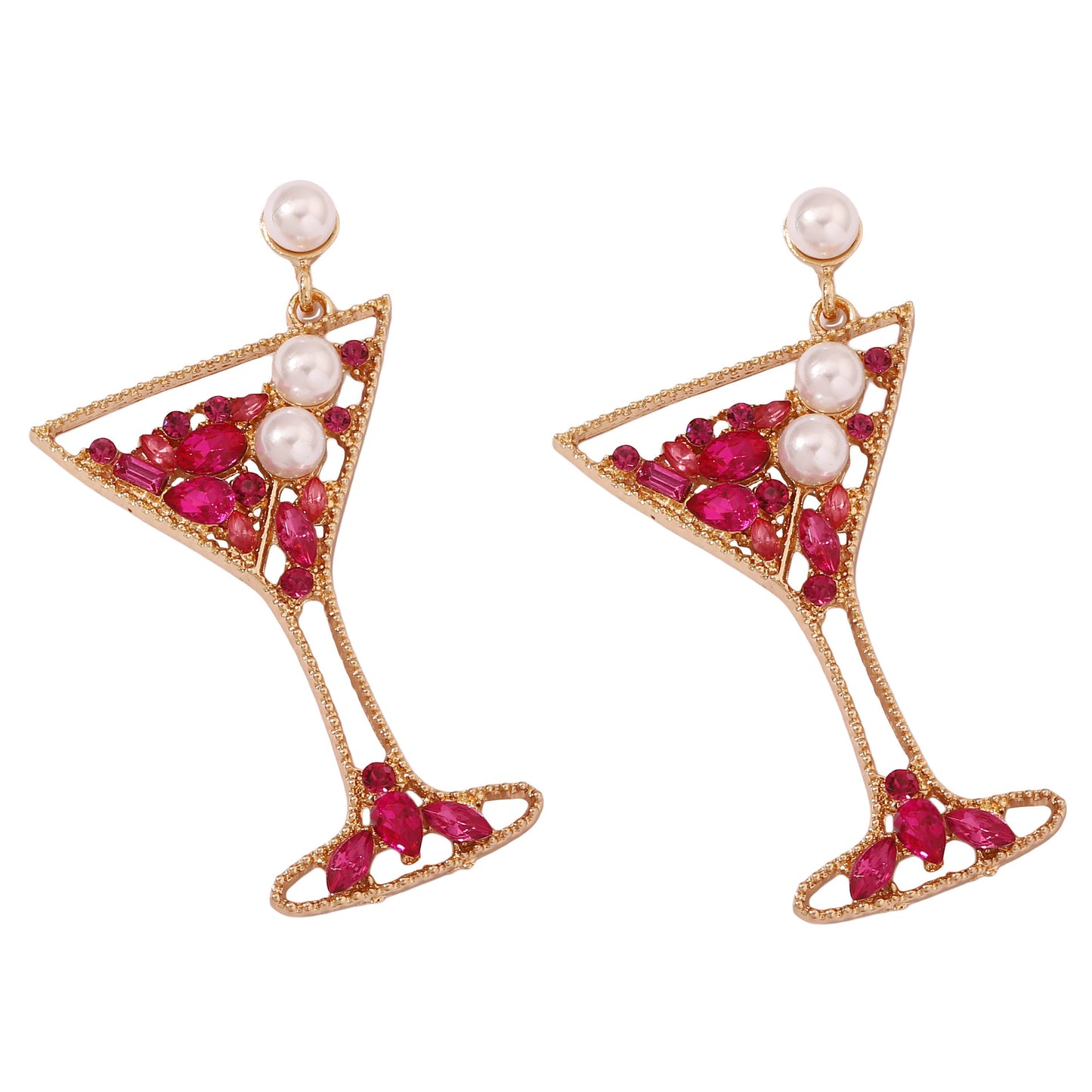 Series Pearl Inlaid Color Diamond Hollow Alloy Earrings