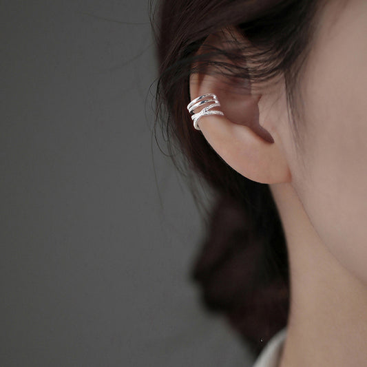 Sand Cross Without Pierced Female Frosted Flashing Texture Design Ear Clip
