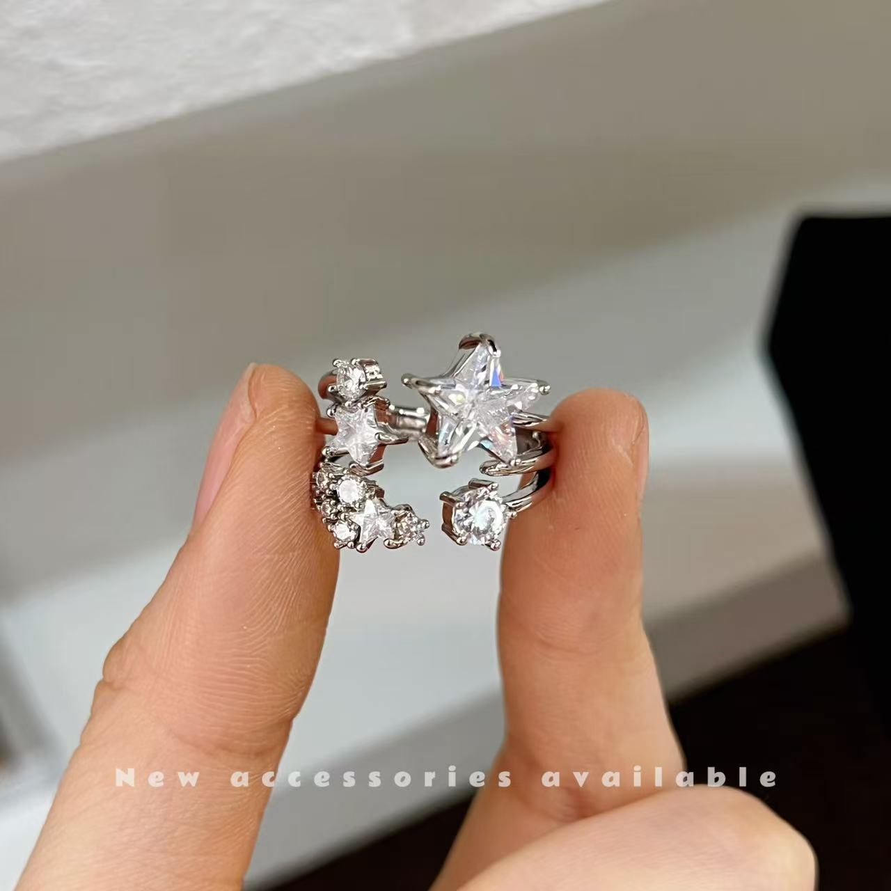 Design Zircon Pearl Geometric Fashion Oval Opal Opening Ring