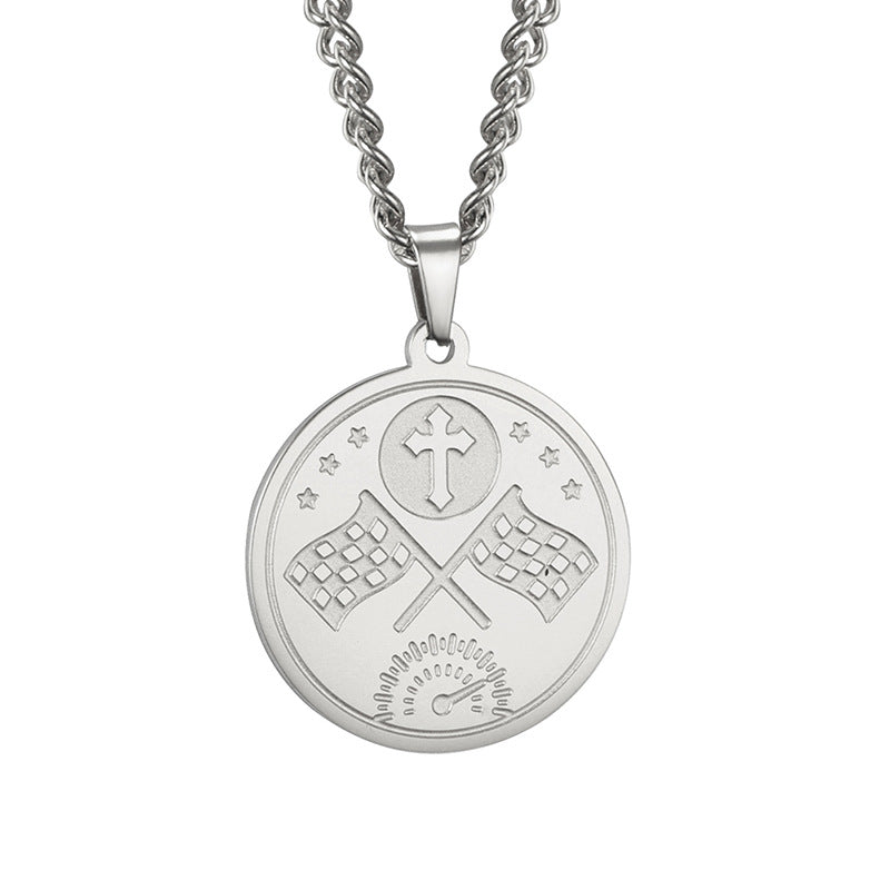 Titanium Steel Volleyball Cross Unisex Stainless Necklaces