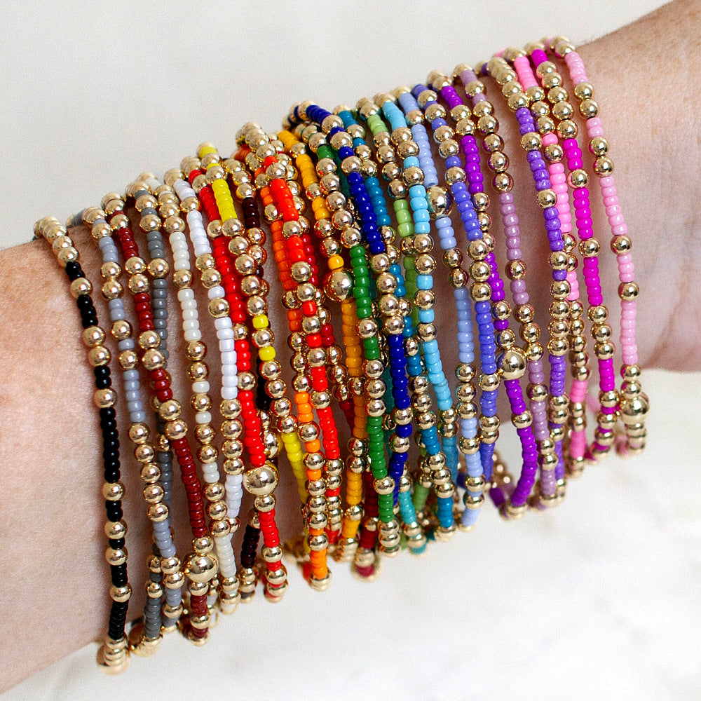 Women's Bohemian Style Copper Bead Rainbow Color Bracelets