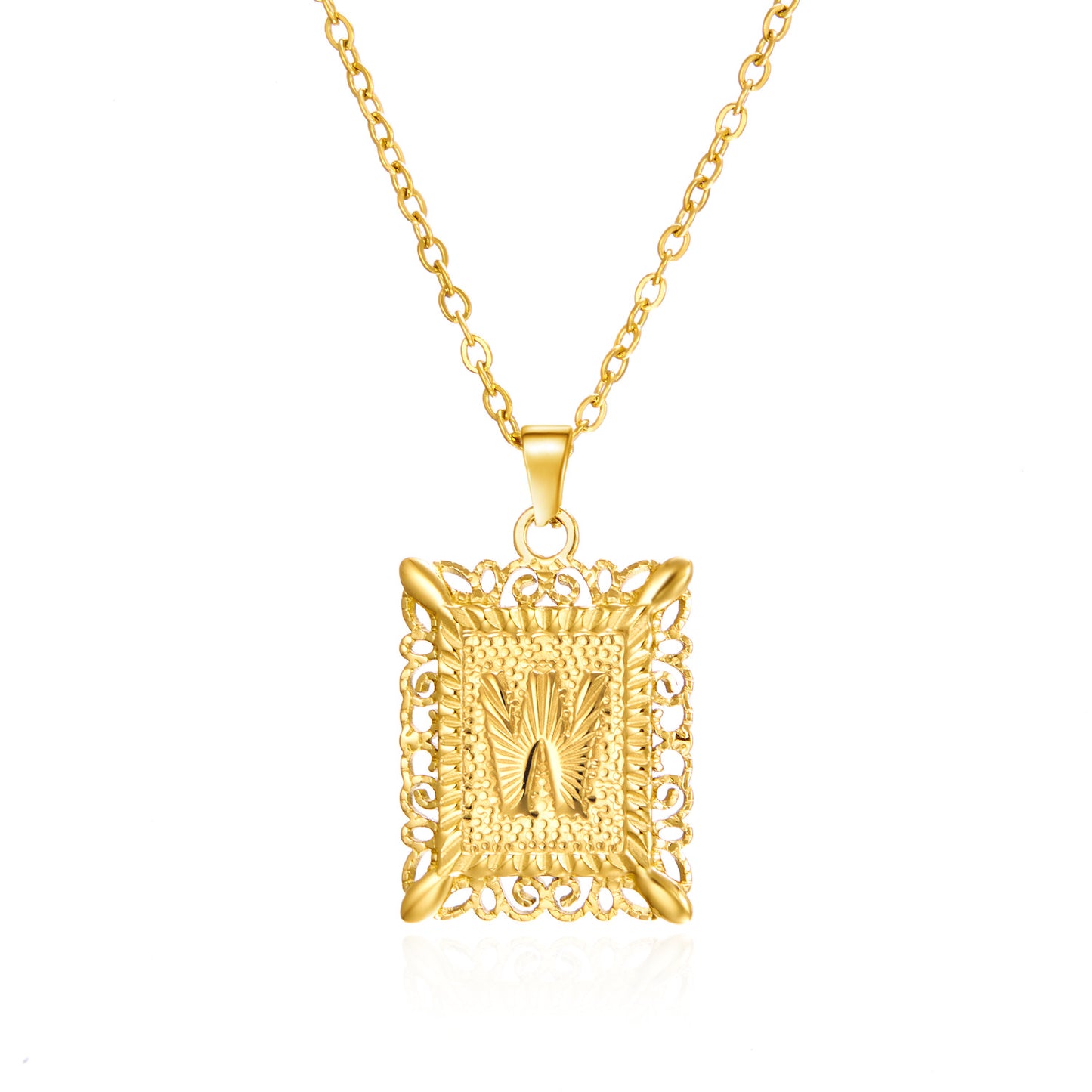 Stainless Steel Letter Hollow Square Titanium Necklaces