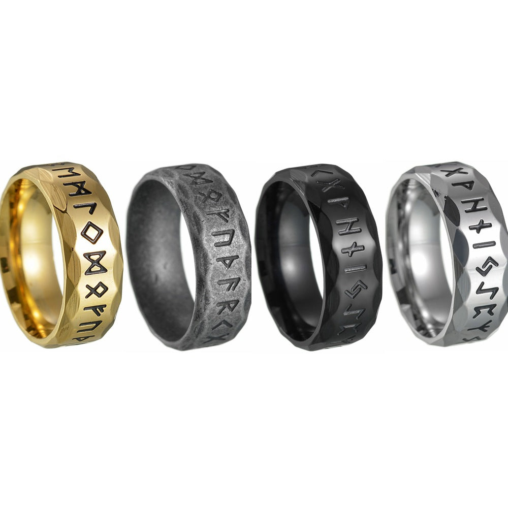 Men's Force Laboratories Rune Titanium Steel Antique Rings