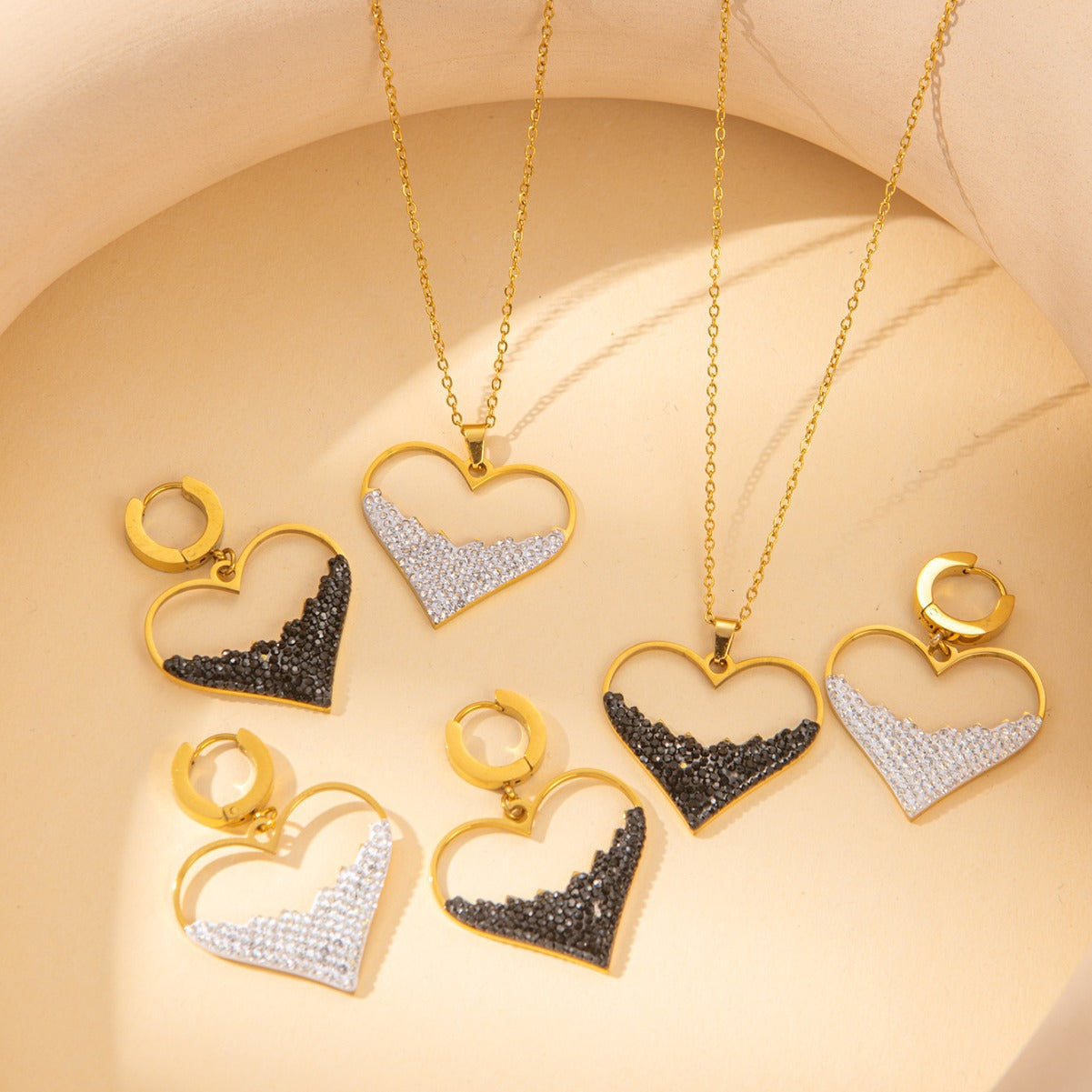 Women's Female With Hearts Zircon Light Luxury Design Earrings