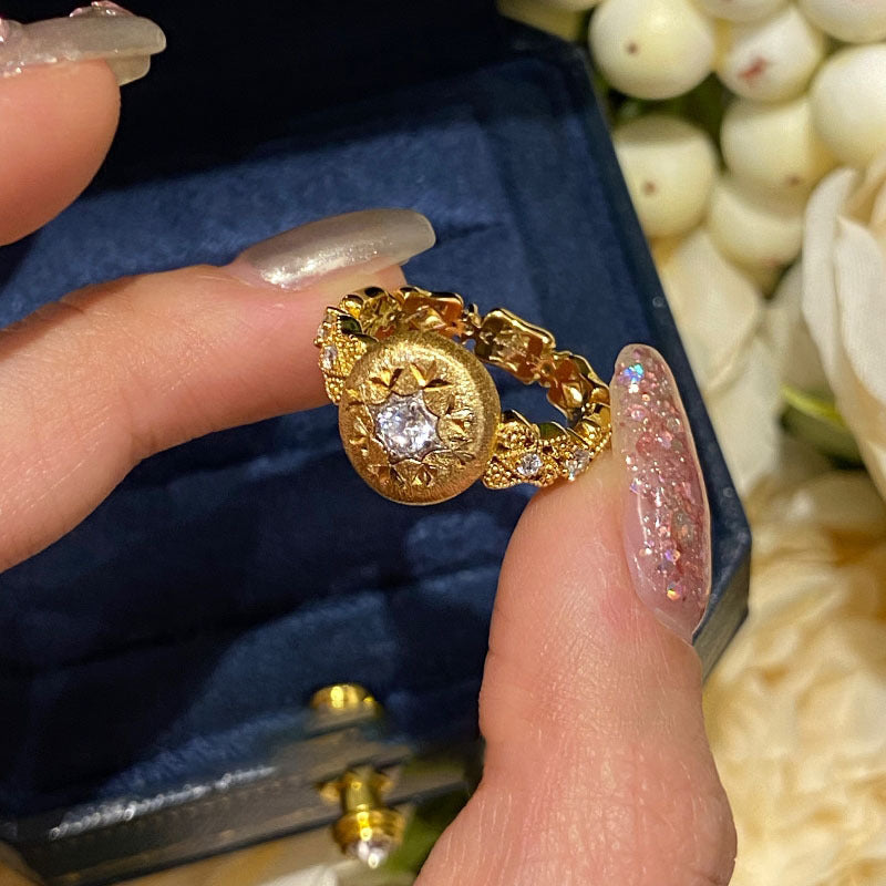 Vintage Style Brushed Carving Hollow Out Snowflake Rings