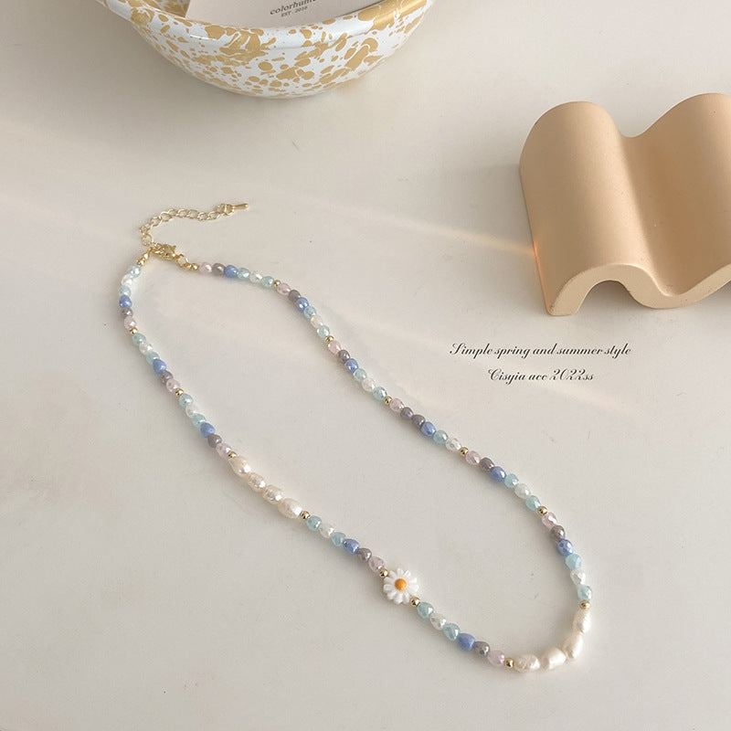 Pearl Daisy Color Beaded High Fashion Necklaces