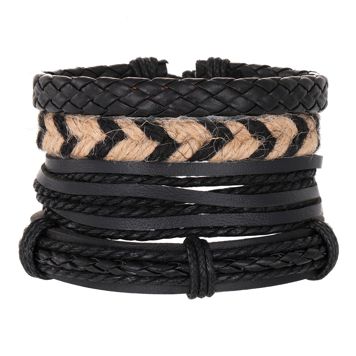 Men's Series Woven Leather Coconut Shell Hemp Bracelets