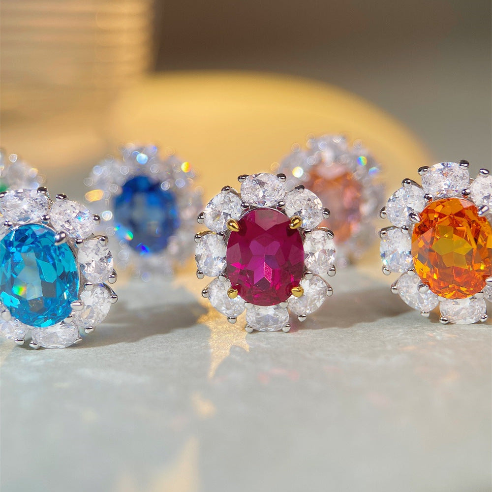 Women's Sterling Sier For Full Rhinestone Zircon High Carbon Earrings