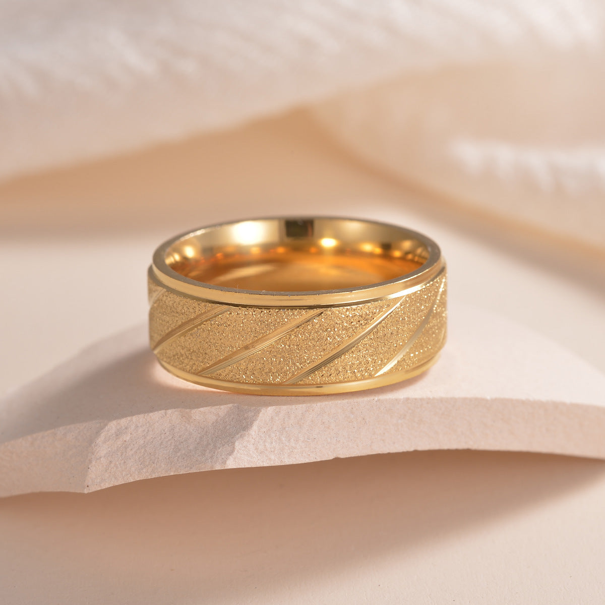 Men's Titanium Steel Ornament Outdoor Wedding Sand Rings