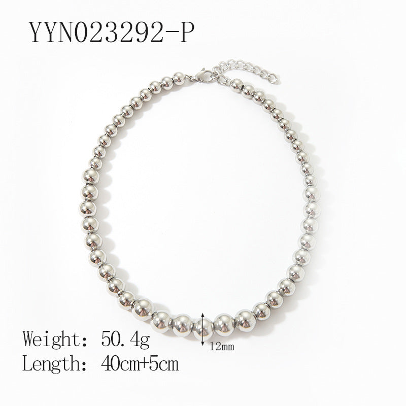 Fashion Simple Stainless Steel Beaded Gold-plated High-grade Necklaces