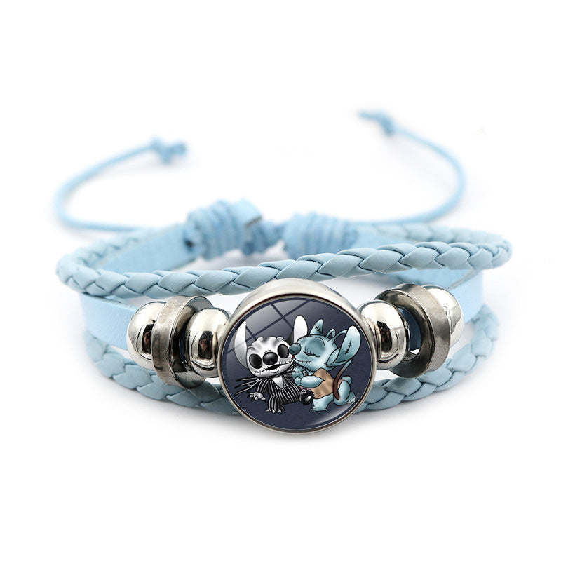 Men's Star Stitch Leather Cartoon Blue Woven Bracelets