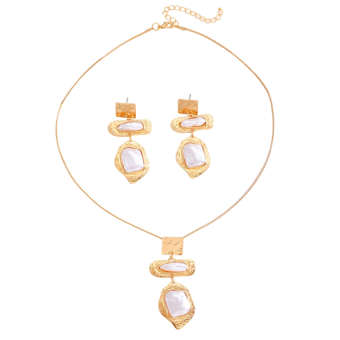 Ear Female Irregular Geometric Texture Design Jewelry Set