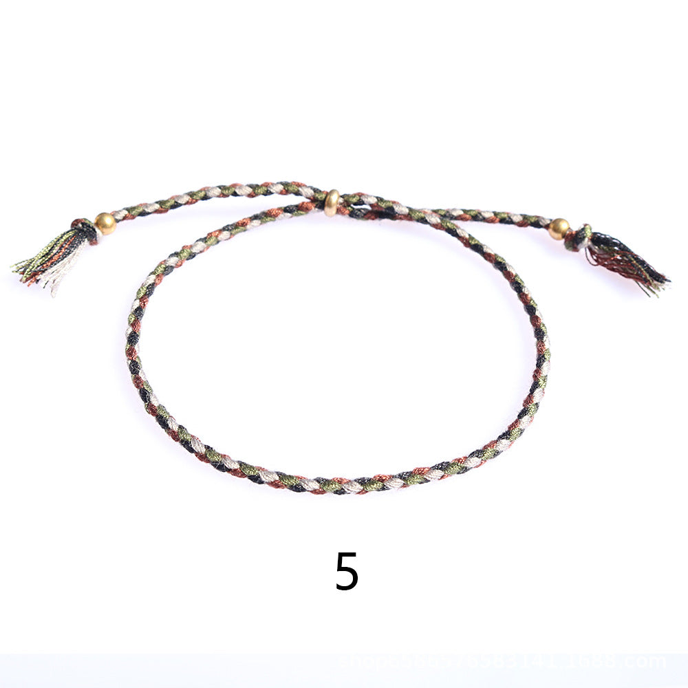 Women's & Men's Colorful Cotton String Friendship Copper Bead Bracelets