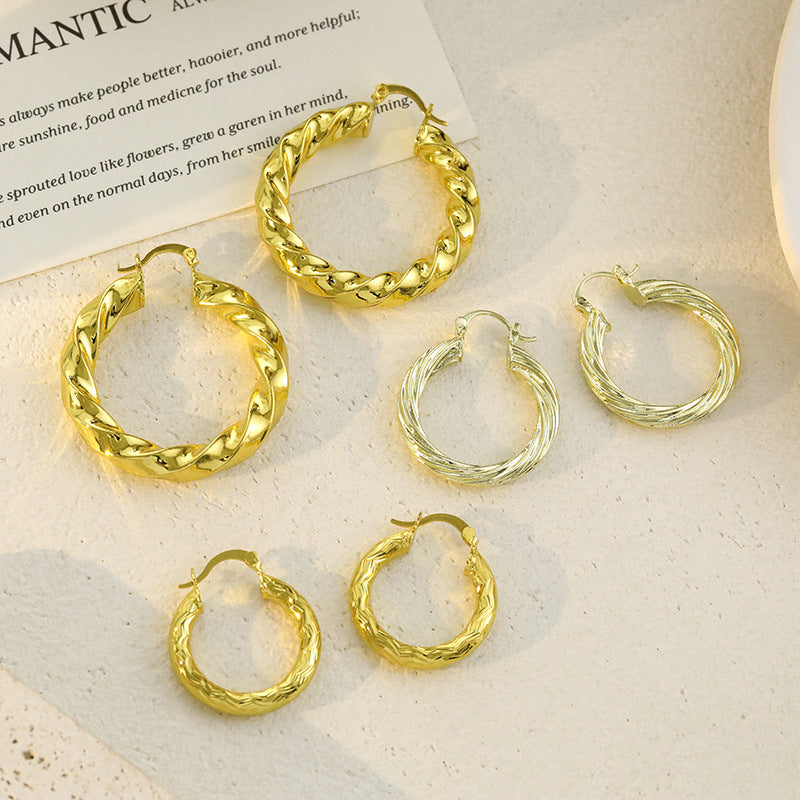 Popular Design Grain Round Geometric Female Earrings