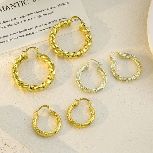 Popular Design Grain Round Geometric Female Earrings