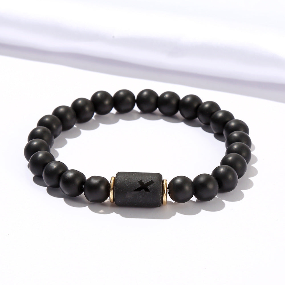 Elastic Twee Constellation Black Frosted Agate Bracelets