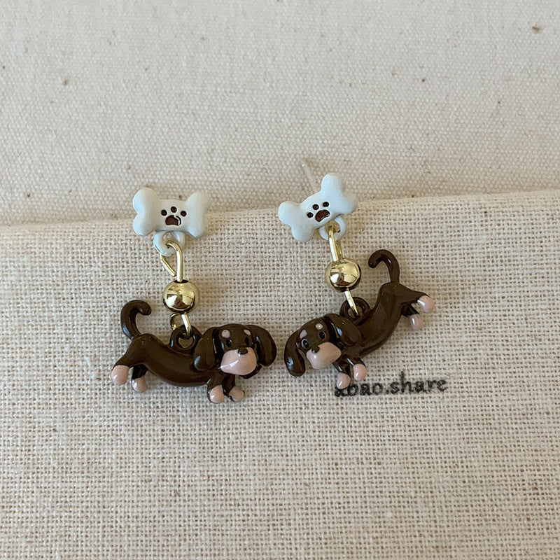 Cartoon Sausage Dog Ear Collection Female Cute Funny Exquisite Rings
