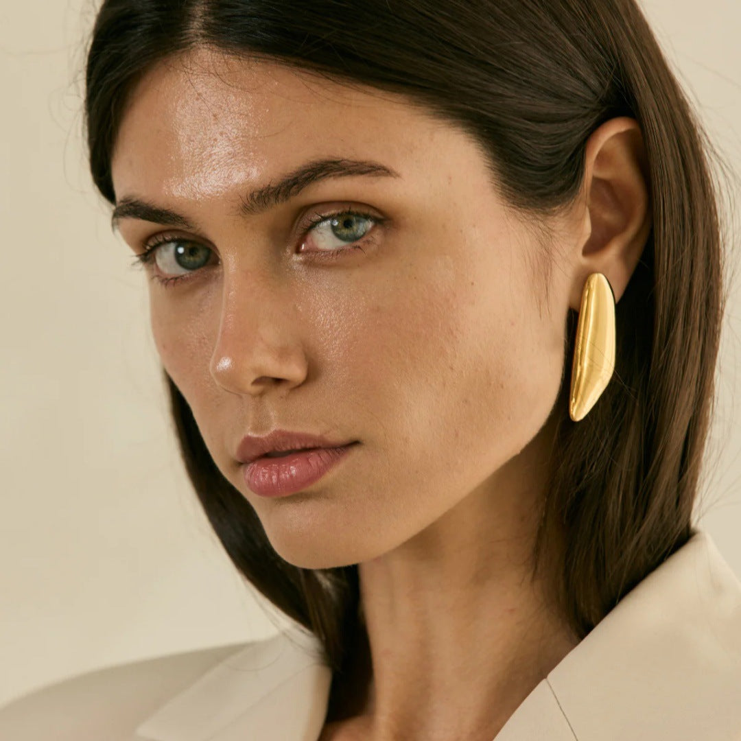 Exaggerated Personalized Irregular Metal Sier Simple Cold Style Earrings