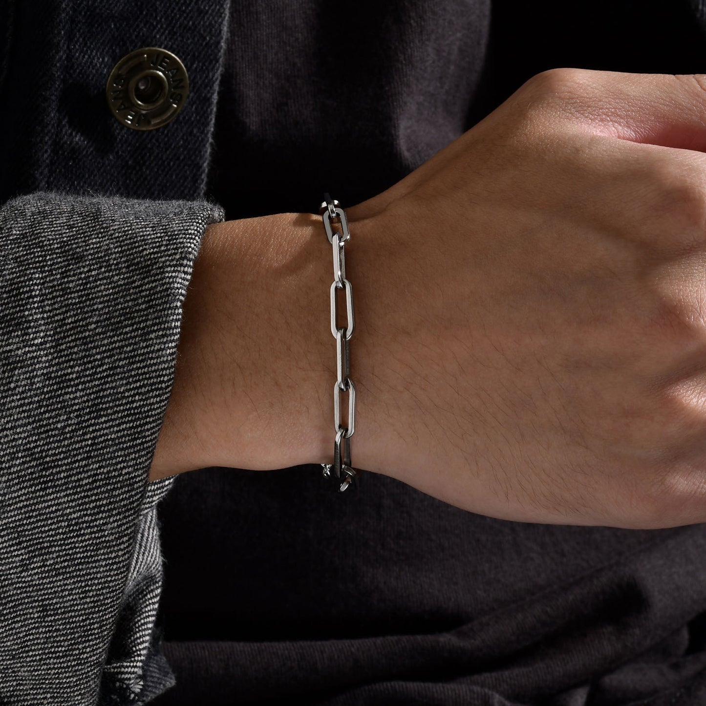 Men's Stainless Steel Flat Length Cross Chain Color Bracelets