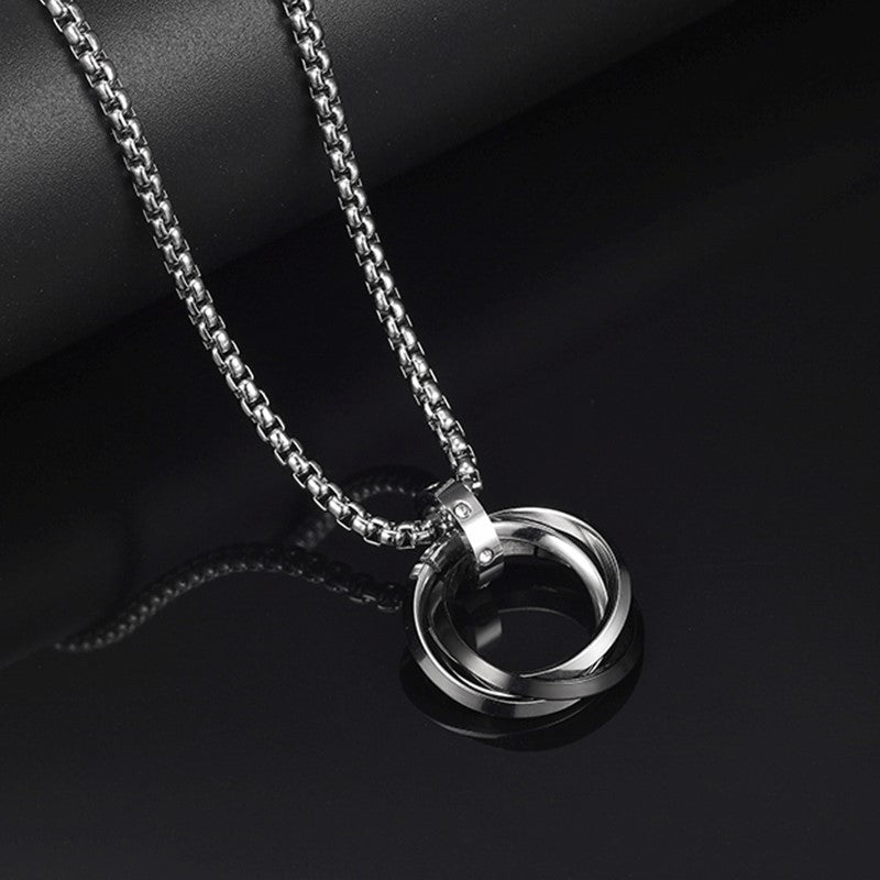 Men's Hipster Three-ring Titanium Steel Live Broadcast Necklaces