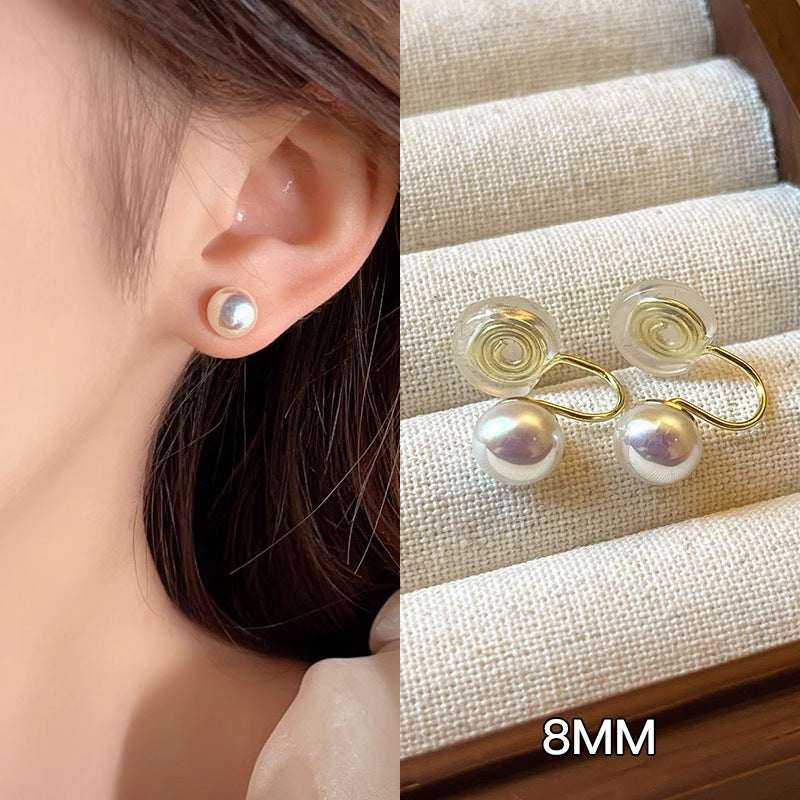 Bread Pearl Sier Needle Temperament Light Earrings