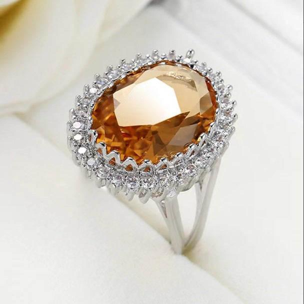 Luxury Fashion Copper Inlaid Zircon Ornament Rings
