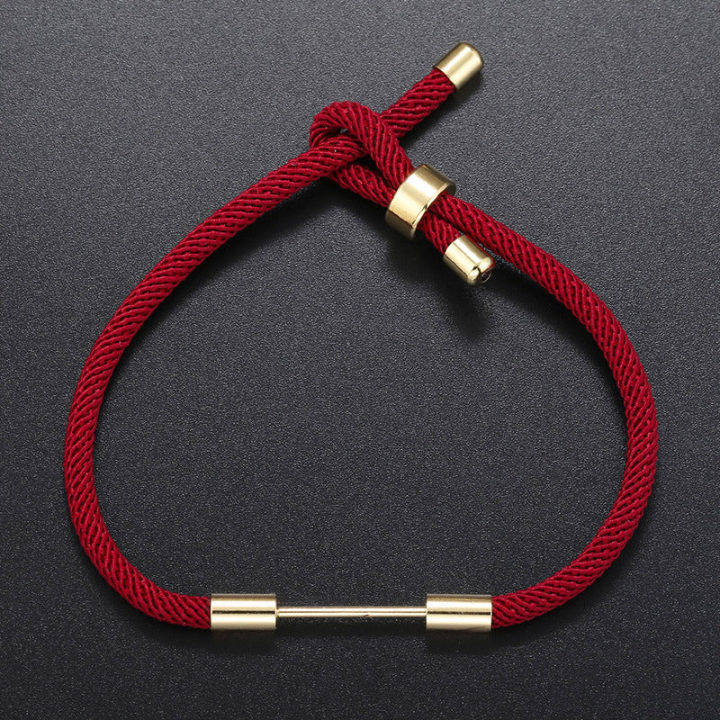 Buckle Ornament Woven Hand Strap Red Bracelets