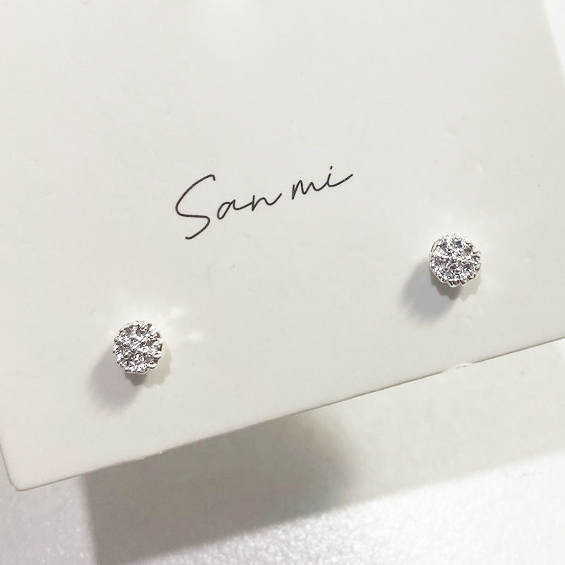 Fresh Plain Sier Plated Bow Female Small Simple Stud Earrings