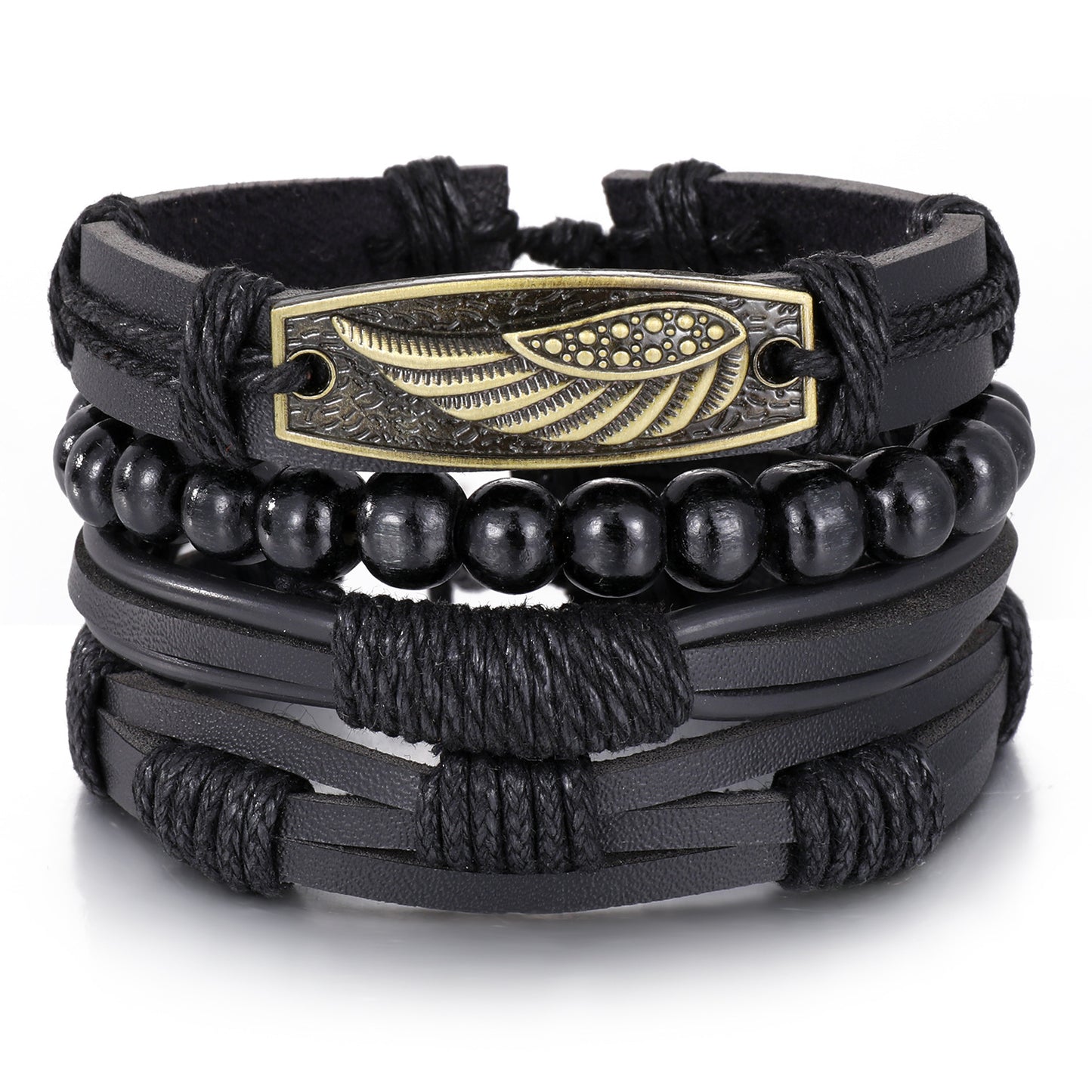 Men's Series Woven Leather Coconut Shell Hemp Bracelets