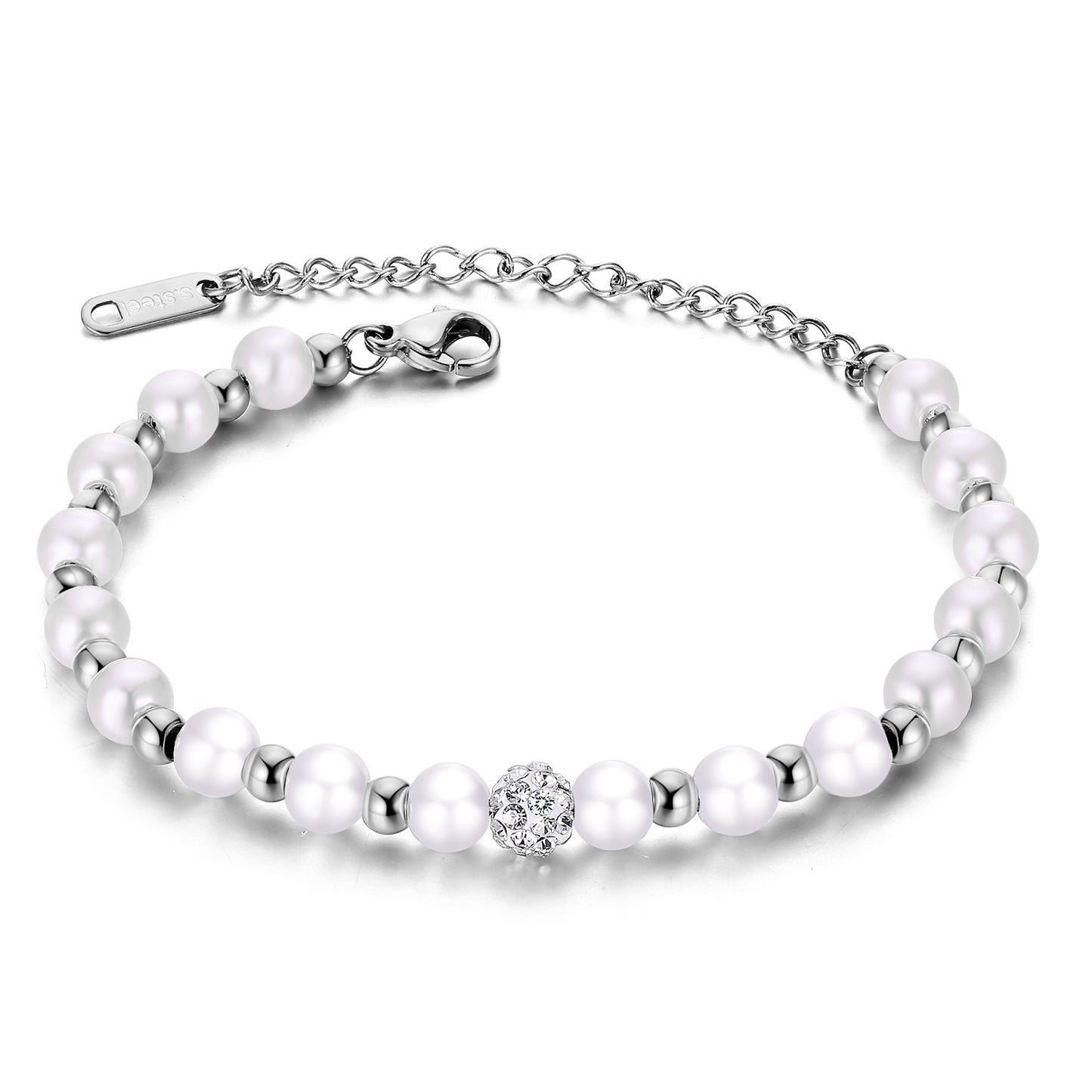 Women's Simple Versatile Stainless Steel Pearl Titanium Bracelets