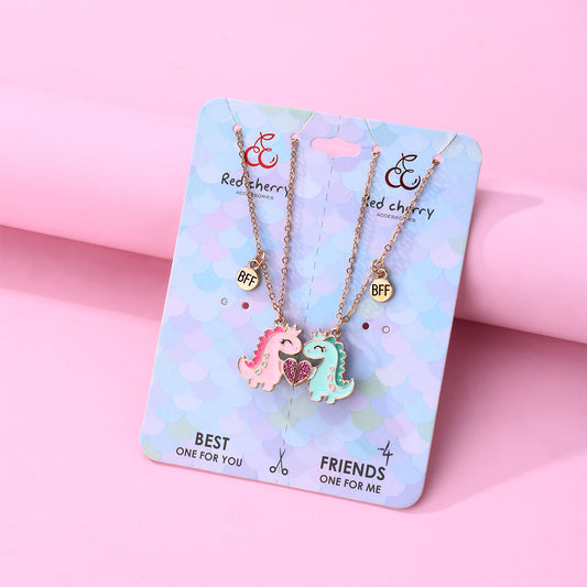 Crown Small Dinosaur Alloy Magnet Love Unisex Necklaces