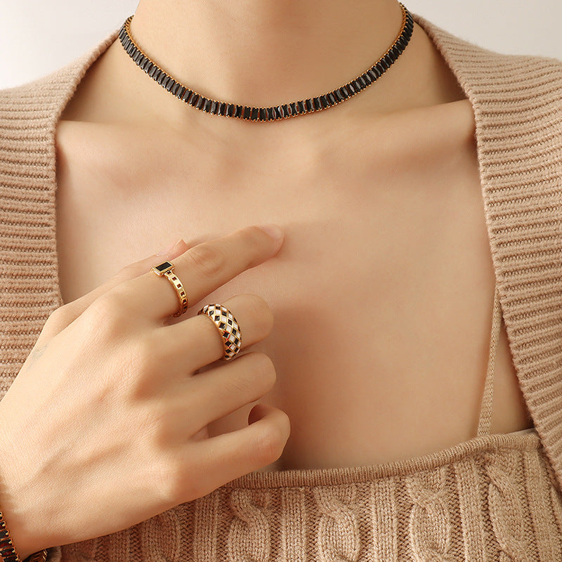 Exaggerated Color Zircon Clavicle Titanium Steel Bracelets