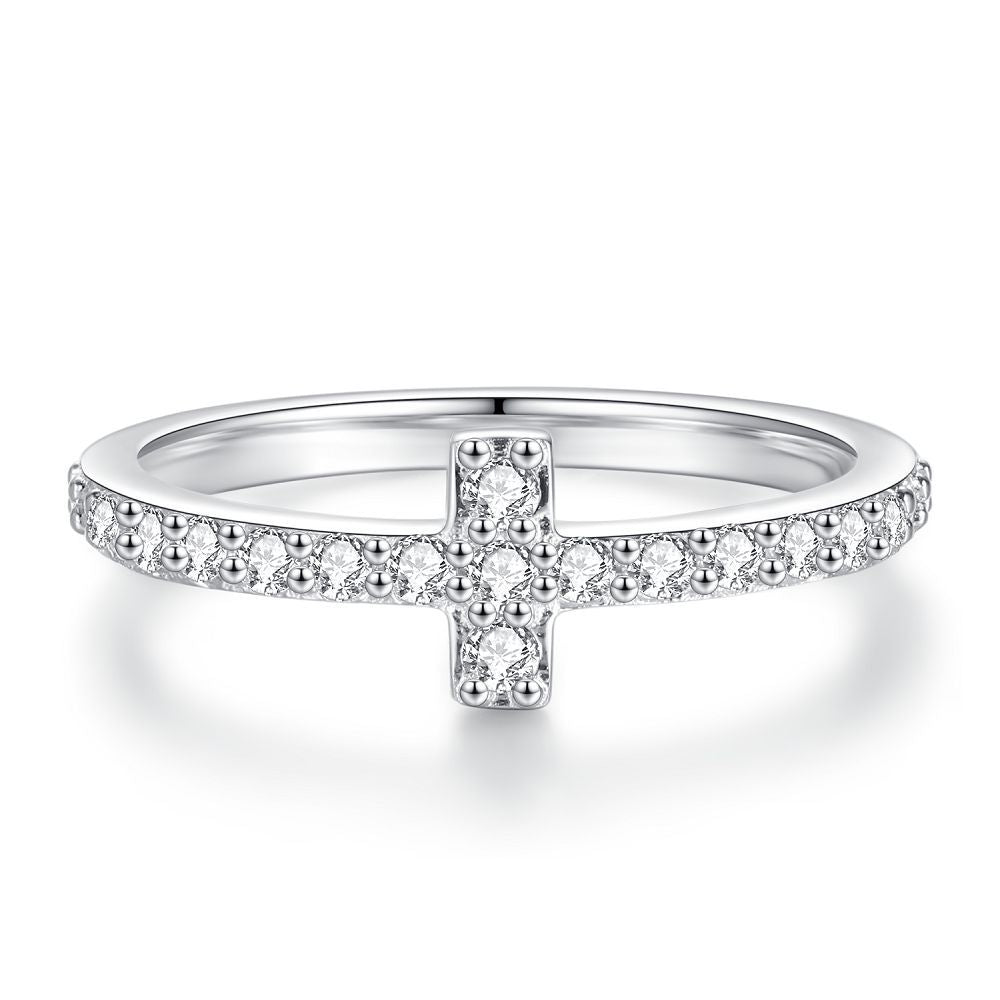 Women's Sterling Sier Zircon Combination Twin Index Finger Tail Rings