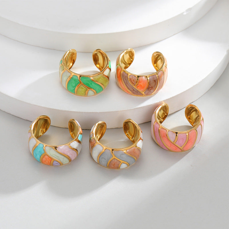 Geometric Irregular Lines Drip Open Fashion Titanium Rings
