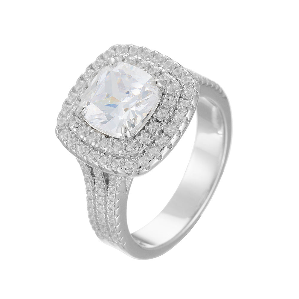 Women's Classic Full Diamond Luxury Sterling Sier Rings