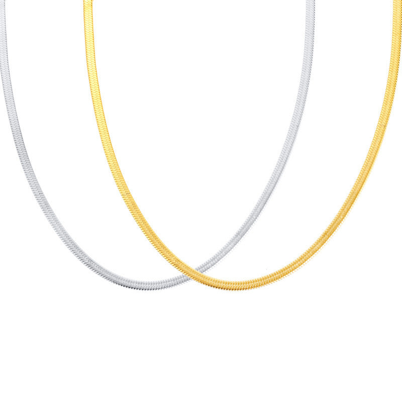 Women's Steel Snake Bone Twin Flat Blade Clavicle Necklaces