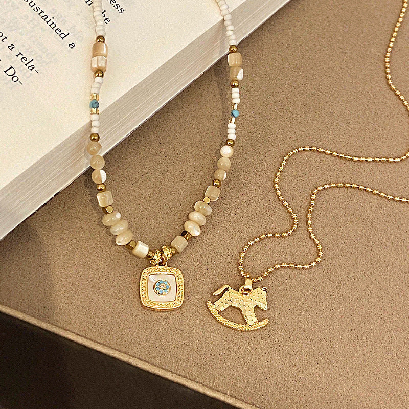 Women's Beaded Trojan Design Exquisite Light Luxury Clavicle Necklace