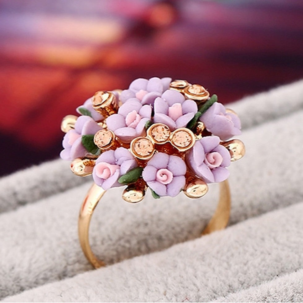 Suit Personality Fashion Female Diamond Ceramic Rings