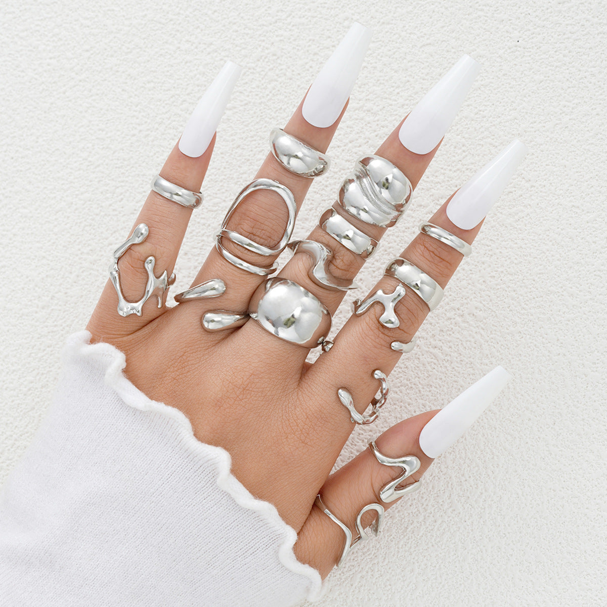 Drop Glossy Suit Piece Set Personality Creative Trend Rings